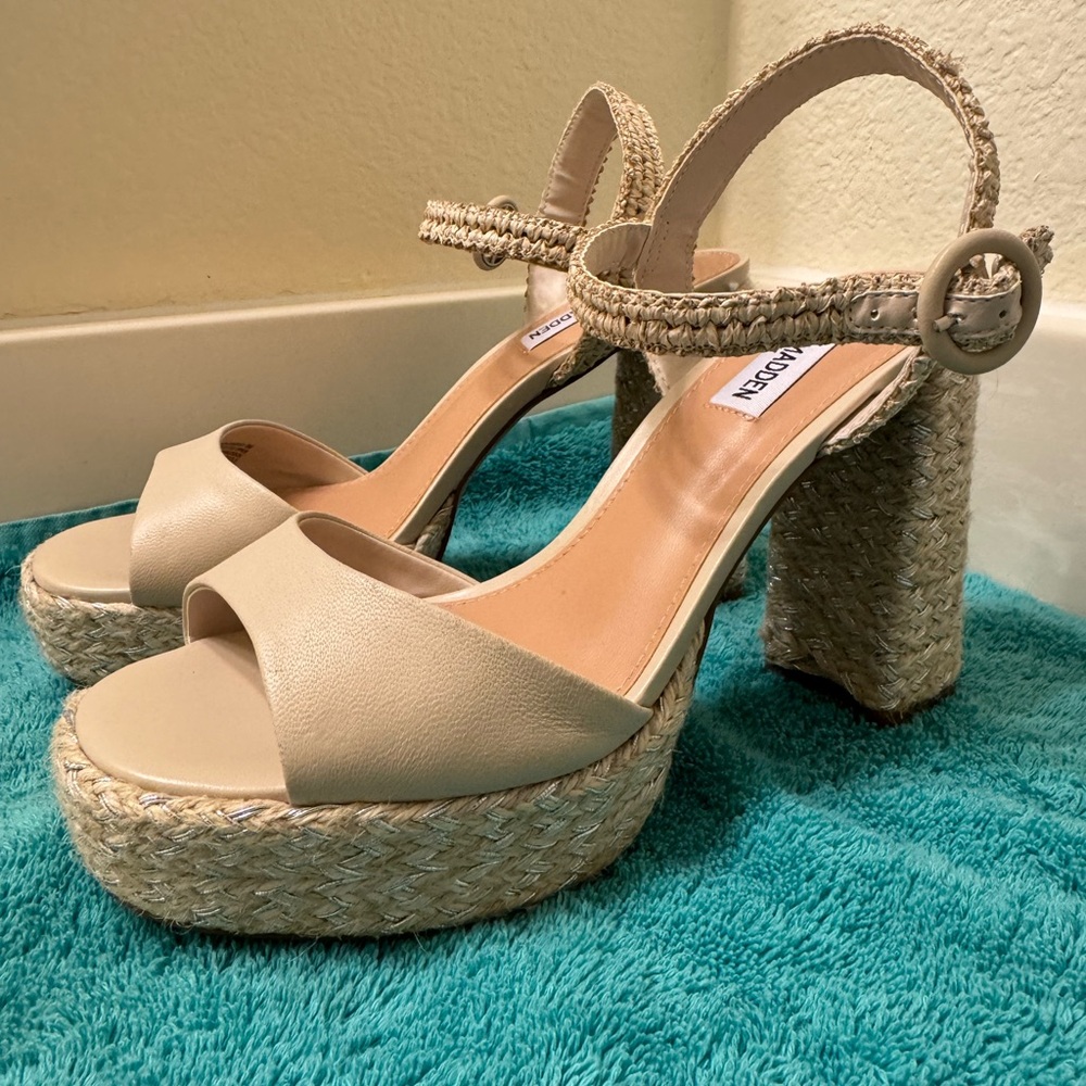Steve Madden Cream Espadrille Platform Shoes sz 8 - Picture 5 of 10
